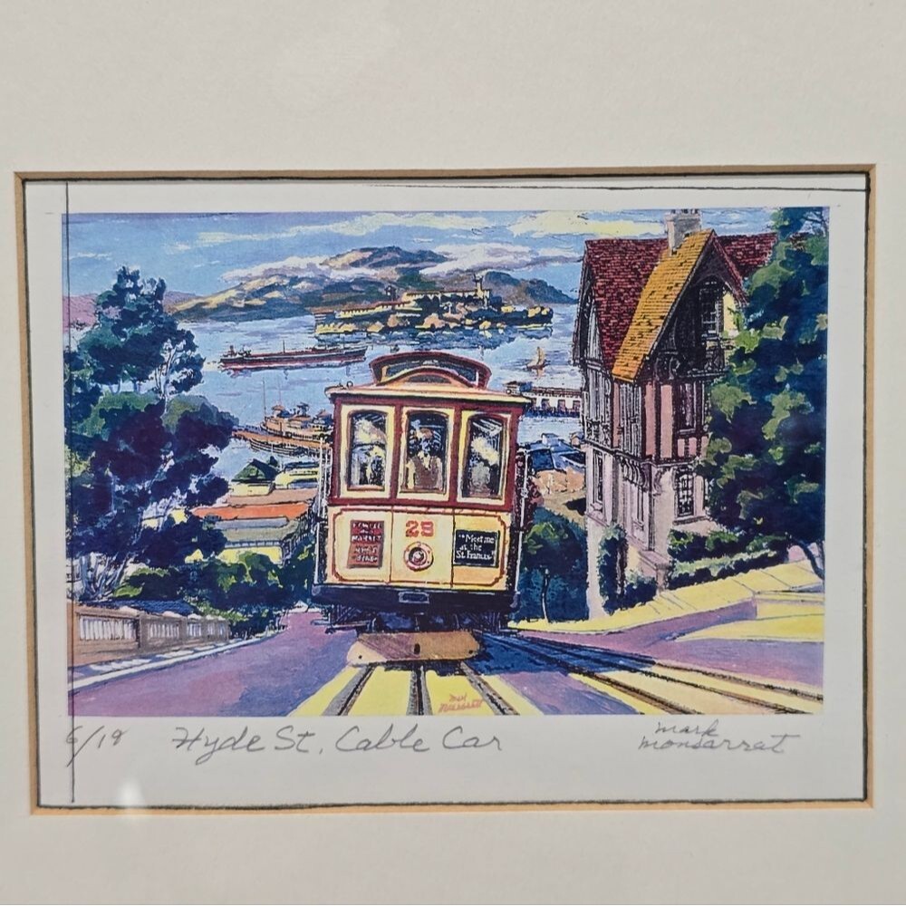 Mark Monsarrat Framed Numbered Print San Francisco Hyde Street Cable Car 6/18